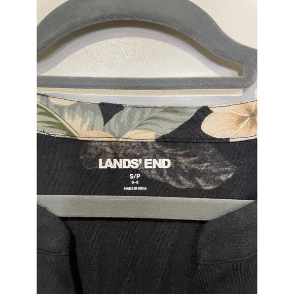 Land's End No Iron Sleeveless Button-Up Shirt Black Plumeria Women's S/P (6-8) - Picture 5 of 7